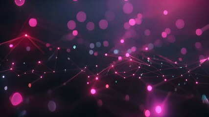 Abstract Digital Network: A mesmerizing abstract digital network design with glowing pink lines and nodes, set against a dark background. A captivating and futuristic visual, ideal for technology, inn