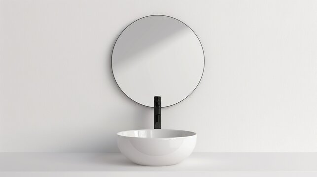 A serene bathroom with minimalist fixtures and a neutral color scheme creating a spa-like atmosphere perfect for relaxation and rejuvenation Illustration, Image, , Minimalism,