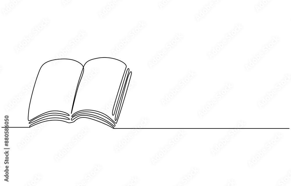 Poster abstract open book as line drawing on white background. vector, abstract open book as line drawing o