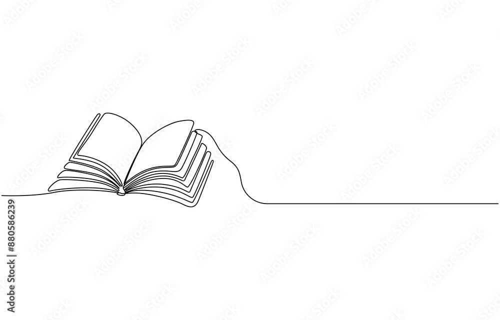 Poster abstract open book as line drawing on white background. vector, abstract open book as line drawing o