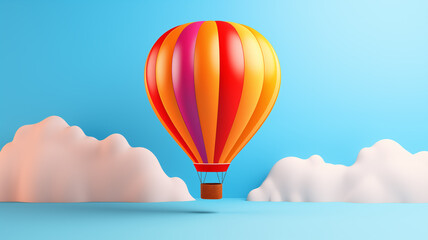 Fototapeta premium 3D hot air balloon illustration in the sky 