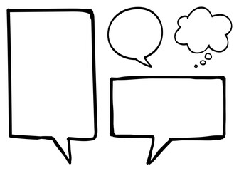 Fototapeta premium Black speech bubbles png with doodle art design set
