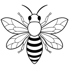 Bee line art vector illustrations