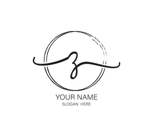 Z initial letter handwriting logo design ,signature logo template,beauty initial with circle design