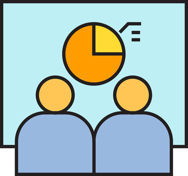 People Monitoring Pie Chart on Board Icon
