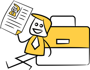 Businessman Holding Job Application Stick Figure
