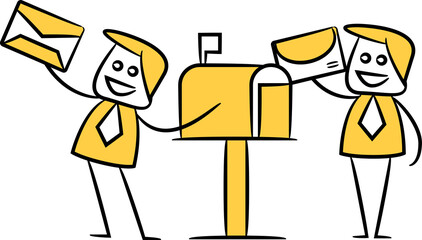Businessman Sending Mail Stick Figure
