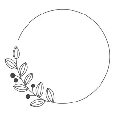 Botanical frame png ornament in black watercolor style