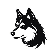 Siberian Husky Silhouette isolated on white background. Vector illustration