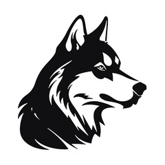 Siberian Husky Silhouette isolated on white background. Vector illustration