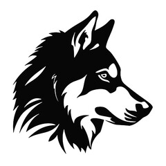 Siberian Husky Silhouette isolated on white background. Vector illustration