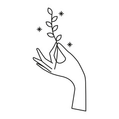 Line art tattoo png logo element, aesthetic hand collage sticker