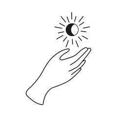 Mystical moon png logo element, aesthetic sticker