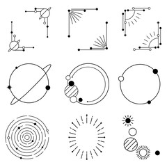 Obraz premium Astronomy frame png stickers, simple black collage element set on transparent background
