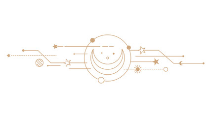 Gold crescent moon png clipart, mystic line art style for planner, transparent background © Rawpixel.com