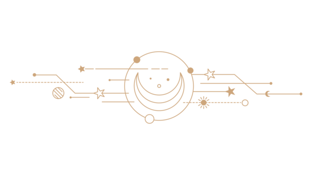 Gold crescent moon png clipart, mystic line art style for planner, transparent background