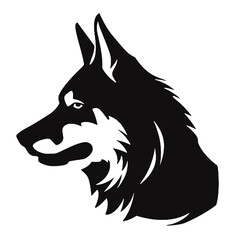 Vector Siberian husky. black silhouette artwork.