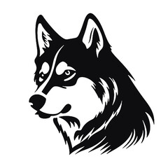 Vector Siberian husky. black silhouette artwork.