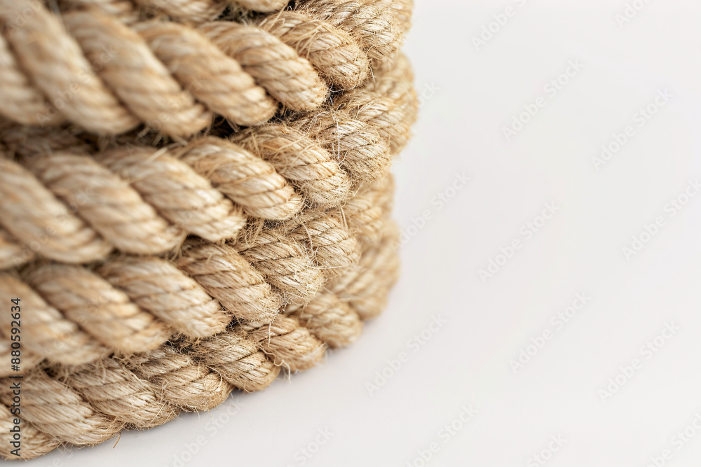 Aufkleber a close-up view of coiled rope, showcasing its texture and intricate weaving pattern against a plain