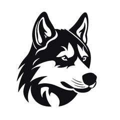 Vector Siberian husky. black silhouette artwork.