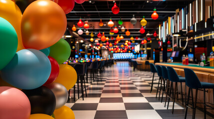 Fototapeta premium '' bingo hall with festive decorations for a special event and players eagerly awaiting the next number 