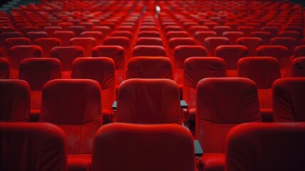 Fototapeta premium Red rows of chairs