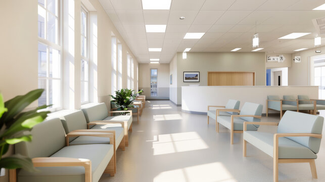 '' maternity hospital waiting room with expectant families and a calm, supportive atmosphere 