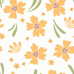 Seamless pattern with cute flowers. Design for fabric, textile, wallpaper, packaging.	