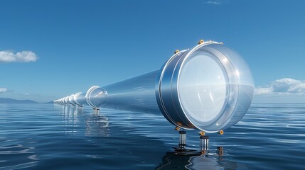 Artistic representations of climate adaptation strategies, including coastal defense systems and flood management infrastructure against sea-level rise. Illustration, Image, , Minimalism,