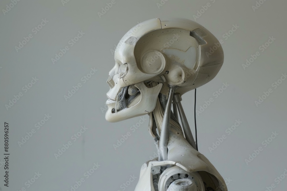 Aufkleber humanoid robot with exposed muscles and tendons showing the complexity of biomechanics