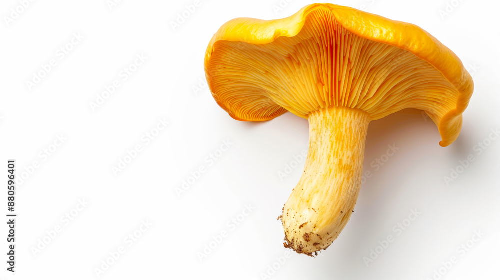 Aufkleber a single golden chanterelle mushroom isolated on a white background with plenty of empty space for t