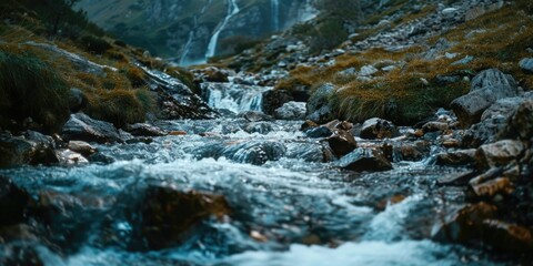 A peaceful stream flowing through dense foliage