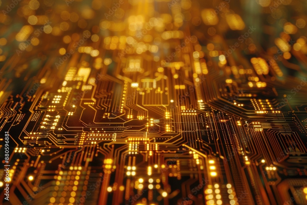 Leinwandbilder A detailed image of a computer circuit board with various components and wires
