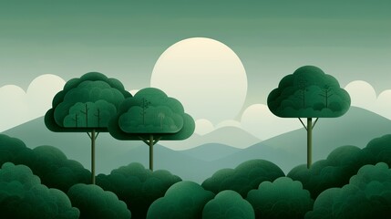 Illustrations of deforestation's impact on climate change, highlighting forest loss and its implications for biodiversity and carbon sequestration. Illustration, Image, , Minimalism,