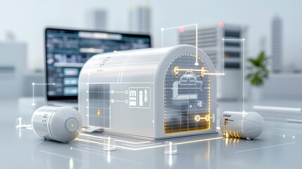 Diagrams illustrating urban sustainability initiatives, including green building designs and eco-friendly infrastructure promoting city resilience. Illustration, Image, , Minimalism,