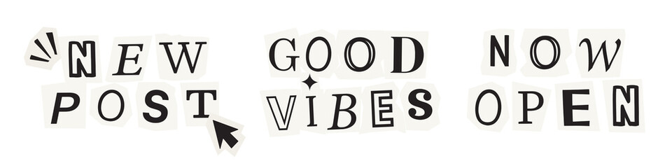 Word sticker png element set on transparent background