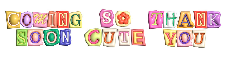 Word sticker png element set on transparent background