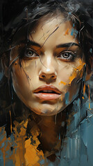 Artistic Colorful Brush Painting Of A Beautiful Female Portrait Background