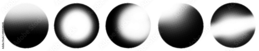 Poster round shape halftone effect set