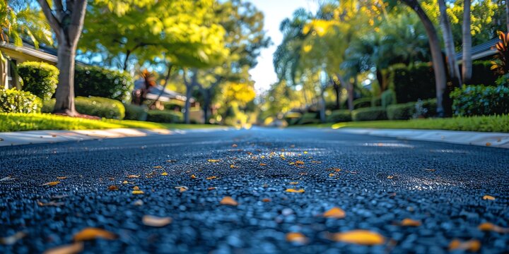 Vibrant background of a residential road, highlighting the neighborhood ambiance, Illustrations, paintings, watercolors, copy space for text,  - Gener