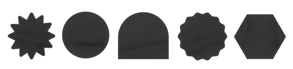 Black geometric shape icons png set