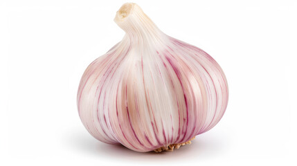 detailed view of a garlic bulb with cloves, isolated on a white background, known for its immunity-boosting properties 