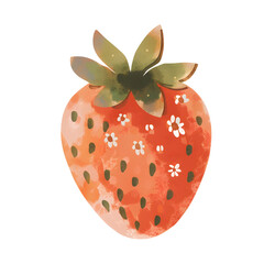 Obraz premium watercolor style strawberry vector PNG, cute poster, vector element, PNG bundle, clipart, transparent background