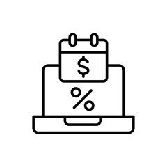 Online loan outline icons, minimalist vector illustration ,simple transparent graphic element .Isolated on white background