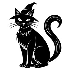 Witch cat silhouette art vector illustrations