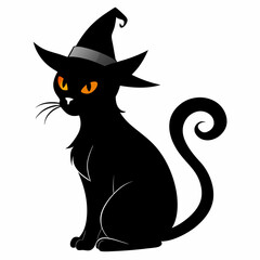 Witch cat silhouette art vector illustrations