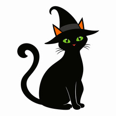 Witch cat silhouette art vector illustrations