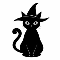 Witch cat silhouette art vector illustrations