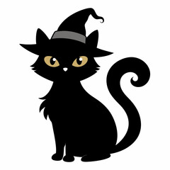 Witch cat silhouette art vector illustrations