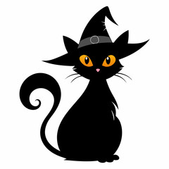 Witch cat silhouette art vector illustrations